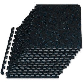 Rubber Top Exercise Puzzle Mat 1/2-in, Blue, 48 Sq Ft - 12 Tiles