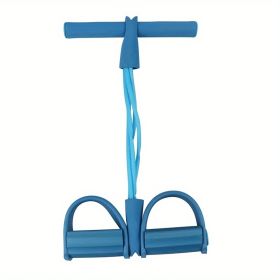 4-tube Elastic Resistance Bands; Sit-up Pull Rope; Yoga Workout Equipment (Color: Blue)