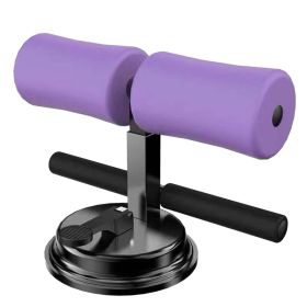 Sit Up Bar Floor, Portable Sit Up Exercise Equipment with Strong Suction Cups and Adjustable Foot Holder (Color: Purple)