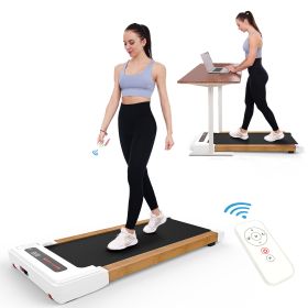 Walking Pad Treadmill Under Desk,Portable Mini Treadmill 265 lbs Capacity with Remote Control,Installation-Free Jogging Machine for Home/Office (Color: Brown/White)