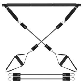 Pilates Bar Kit with 180LBS Resistance Bands Multifunctional Pilates Yoga Toning Bar Full Body Exercise (Resistance: 100lbs)